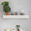 Small Rustic Embossed Wood Floating Wall Shelf - White